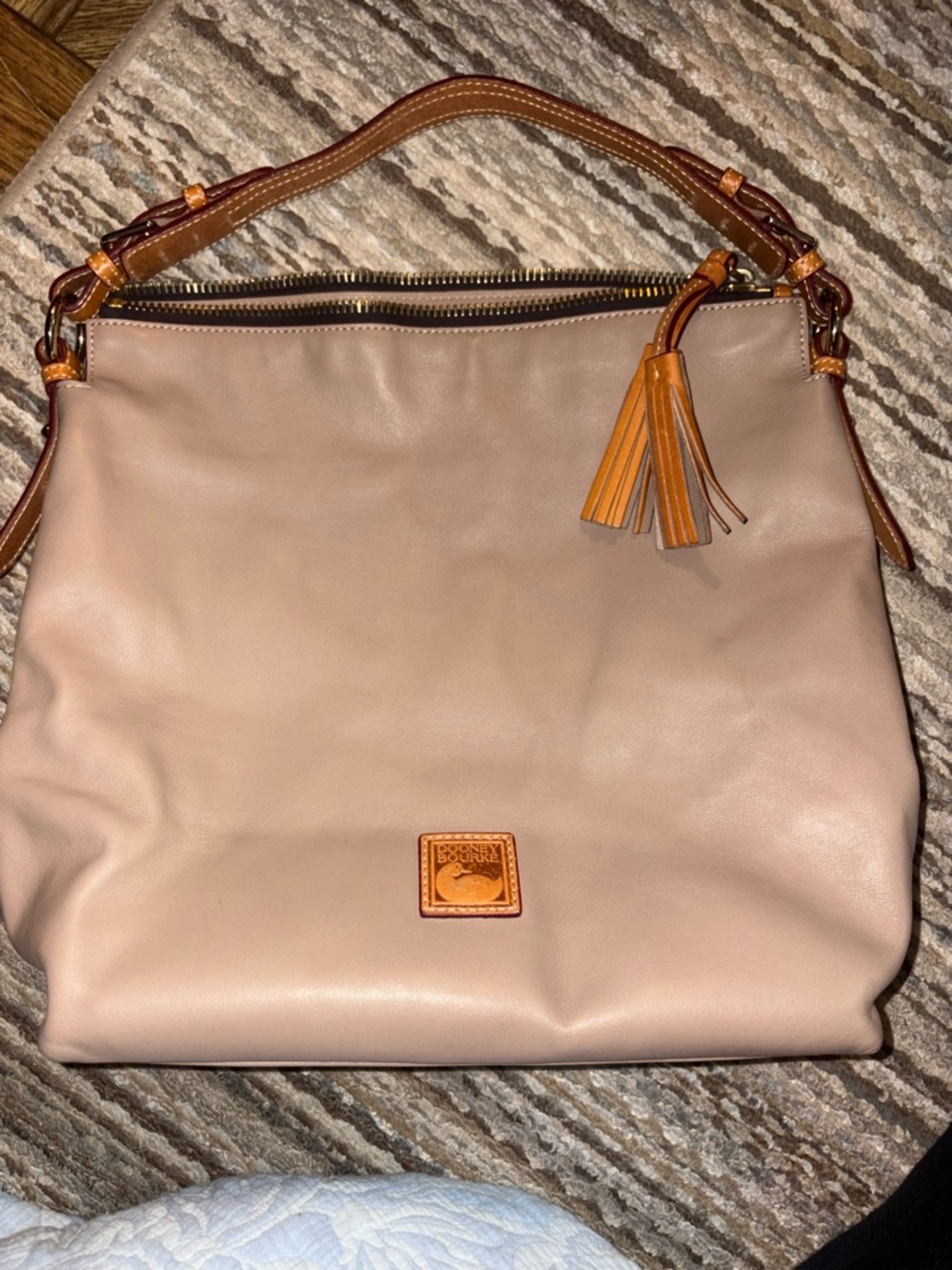 Dooney & Bourke Soft Wexford Leather Mackenzie Hobo Bag Taupe